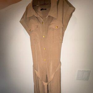 Rag and Bone Roxanne Cap Sleeve Utility Shirtdress In Camel